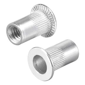 Rivet Nut 1/4"-20UNC 100 Pcs Aluminum Flange Rivet Nuts, UNC Flat Head Rivnut Threaded Insert