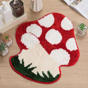 الفطر الحمام حصيرة نونسليب ماصة الفطر البساط الأحمر الأبيض الأخضر الحمام البساط قابل للغسل الفطر ممسحة الفطر شكل حمام البساط للحمام غرفة نوم المطبخ دش حوض المنزل، 20 × 23 بوصة in Kuwait