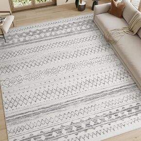 5x7 Area Rugs for Living Room Non Slip Washable Rug Neutral Distressed Boho Rug Ultra Soft Large Area Rug Modern Indoor Carpet for Bedroom Dining Room Home Office Playroom Grey