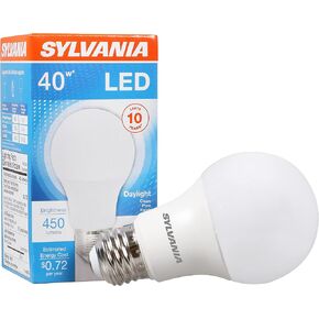 SYLVANIA LED Light Bulb, 40W Equivalent A19, Efficient 6W, Medium Base, Frosted Finish, 450 Lumens, Soft White - 2 Pack (74077)