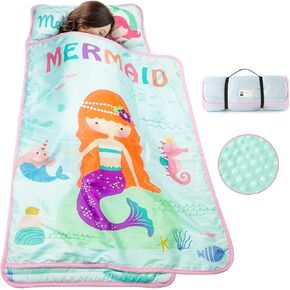 TANOSHII® Toddler Nap Mat with Pillow and Blanket, Portable Kids Sleeping Mats for Daycare, Preschool, 21" x 53", Lightweight and Soft Sleeping Bags for Kids