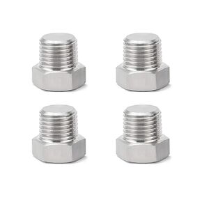 Feelers 1/8" NPT Male Outer Hex Head Thread Plug Pipe Fitting, 304 Stainless Steel Oil Drain Plug Fitting (Pack of 4)