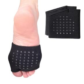 Metatarsal Sleeve Pads, Soft Fabric Bunion Pads Gel Forefoot Socks Non-Slip Ball of Foot Cushions for Women Men Foot Pain Relief Mortons Neuroma Overlapping Toes Hallux Valgus Corrector (Black, S)