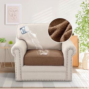 H.VERSAILTEX Couch Covers for 3 Cushion Couch Sofa 100% Waterproof Individual Couch Cushion Covers Teddy Fleece Sofa Covers Soft Flexibility with Elastic Bottom(3-Piece Sofa Cushion Cover,Caramel)