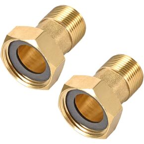 uxcell Brass Pipe Fitting, Hex Nipple, G3/4 Male X G1 Female Threaded Connector Water Meter Coupling 49mm Length 2Pcs