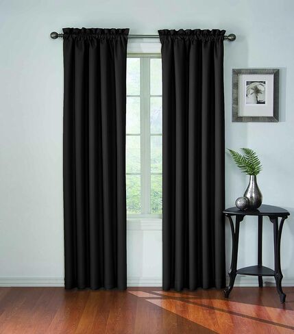 ECLIPSE Corinne Modern Blackout Thermal Rod Pocket Window Curtain for Bedroom or Living Room (1 Panel), 42" x 63", Grey in Saudi Arabia