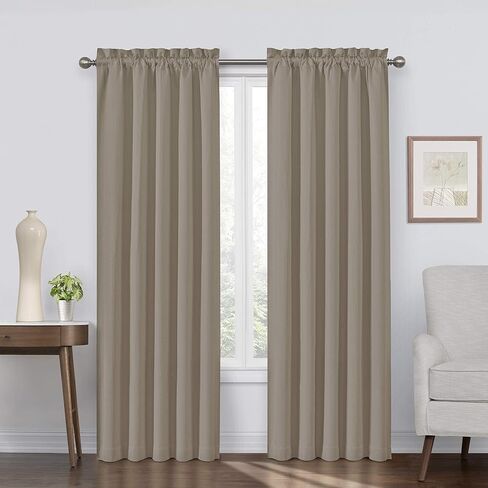 ECLIPSE Corinne Modern Blackout Thermal Rod Pocket Window Curtain for Bedroom or Living Room (1 Panel), 42" x 63", Grey in Saudi Arabia