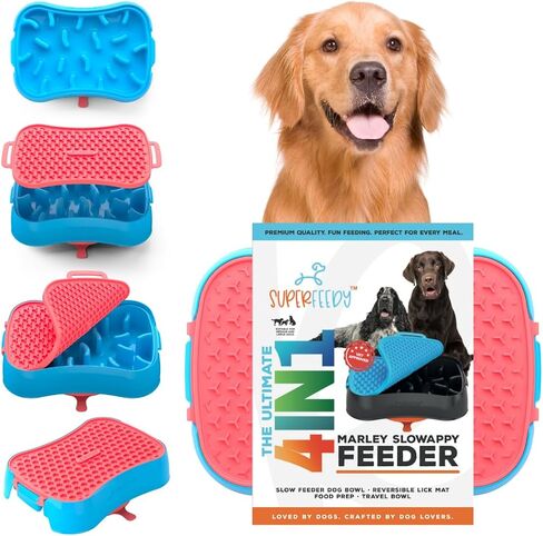 أوعية تغذية بطيئة للكلاب وحصيرة لعق من Super Feedy - وعاء للكلاب 4 في 1 - وعاء للكلاب يأكل ببطء - خالٍ من مادة BPA، وعاء تغذية بطيء من السيليكون بدرجة الطعام - وعاء للحيوانات الأليفة للأكل البطيء للأكل السريع - وحدة تغذية ألغاز للكلاب in Saudi Arabia