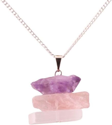 STONEAGE Natural Stone Healing Pendants for Women, Men - Spiritual Raw Crystal Necklaces - Amethyst, Citrine, Quartz, Rose Quartz, Black Tourmaline, Kyanite, Selenite Stones in Saudi Arabia