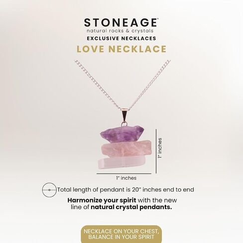 STONEAGE Natural Stone Healing Pendants for Women, Men - Spiritual Raw Crystal Necklaces - Amethyst, Citrine, Quartz, Rose Quartz, Black Tourmaline, Kyanite, Selenite Stones in Saudi Arabia