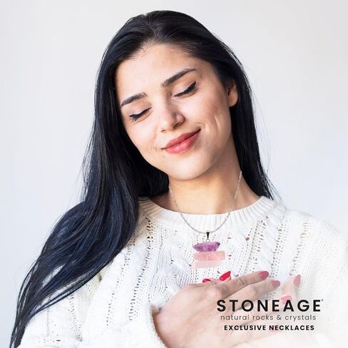 STONEAGE Natural Stone Healing Pendants for Women, Men - Spiritual Raw Crystal Necklaces - Amethyst, Citrine, Quartz, Rose Quartz, Black Tourmaline, Kyanite, Selenite Stones in Saudi Arabia