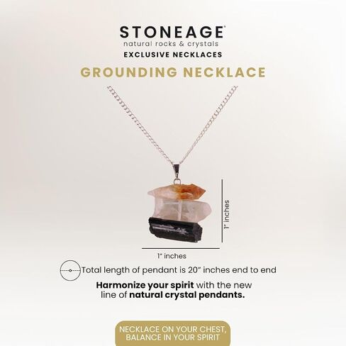 STONEAGE Natural Stone Healing Pendants for Women, Men - Spiritual Raw Crystal Necklaces - Amethyst, Citrine, Quartz, Rose Quartz, Black Tourmaline, Kyanite, Selenite Stones in Saudi Arabia