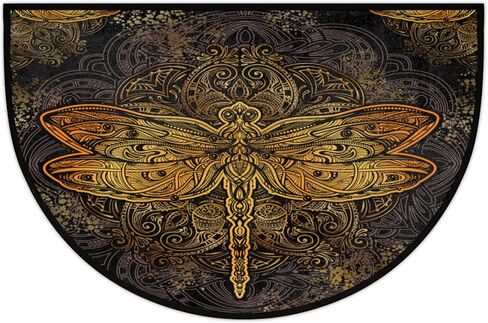 AUUXVA Vintage Half Round Rug Dragonfly Entry Mat, Retro Mandala Half Round Door Mat Non-Slip Boho Kitchen Sink Floor Mat Indoor Entryway Welcome Mat for High Traffic Areas Fireplace Hearth Rug in Saudi Arabia