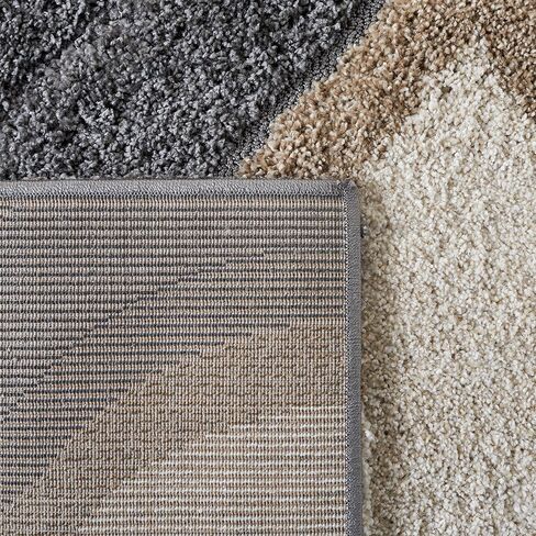 سجادة SAFAVIEH Florida Shag Collection - 2'3" x 9'، رمادي وعاجي، تصميم Ogee حديث، لا يتساقط ويسهل العناية به، سمك 1.2 بوصة مثالي للمناطق ذات حركة المرور العالية في غرفة المعيشة وغرفة النوم (SG461-8012) in Kuwait