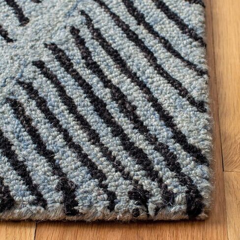 SAFAVIEH Micro-Loop Collection Runner Rug - 2'3" x 7', Light Blue & Charcoal, Handmade Wool, Ideal for High Traffic Areas in Living Room, Bedroom (MLP179M) in Saudi Arabia