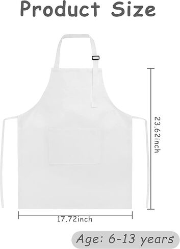 Kids Apron and Chef Hat Set, 24 Pieces Boys Girls Kids Apron with 2 Pockets Adjustable for Cooking Classroom Baking Painting, 6-13 Years, Multicolor in Kuwait