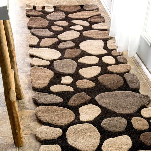 nuLOOM Hand Tufted Pebbles Runner Rug, 2' 6" x 6', Natural in Saudi Arabia