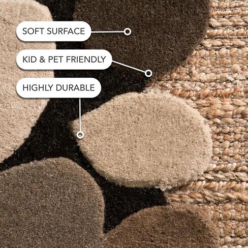 nuLOOM Hand Tufted Pebbles Runner Rug, 2' 6" x 6', Natural in Saudi Arabia