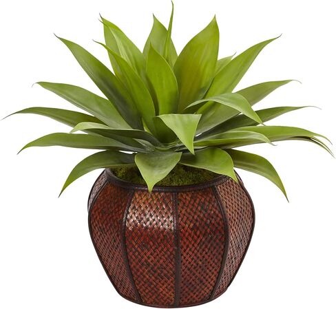 Nearly Natural 6916 Agave Succulent in Rectangular Planter Green 13 x 5.5 x 7 in Saudi Arabia