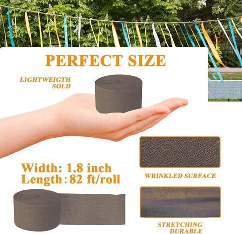 شرائط ورق كريب بيضاء 8 لفات، شرائط حفلات لأعياد الميلاد وحفلات الزفاف وحفلات الزفاف وحفلات الزفاف ومستلزمات عيد الهالوين (1.8 بوصة × 82 قدمًا/لفة، 656 قدمًا) in Kuwait