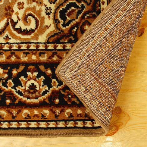 Superior Indoor Large Area Rug with Jute Backing, Floor Decor for Bedroom, Farmhouse, Kitchen, Office, Living Room, Woven Rugs, Elegant Medallion Border, Leopold Collection, 5' x 8', Brown in Saudi Arabia
