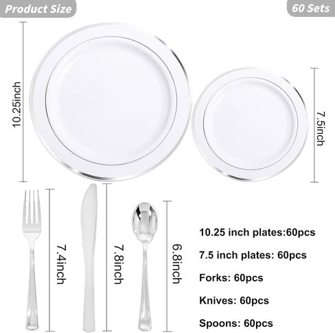 600 Pieces Gold Plastic Plates - Plastic Silverware Set(100 Guests), Gold Disposable Plates for Party, Dinnerware Set of 100 Dinner Plates,100 Salad Plates,100 Spoons,100 Knives,200 Gold Plastic Forks in Saudi Arabia