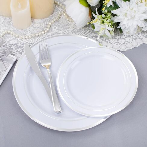 600 Pieces Gold Plastic Plates - Plastic Silverware Set(100 Guests), Gold Disposable Plates for Party, Dinnerware Set of 100 Dinner Plates,100 Salad Plates,100 Spoons,100 Knives,200 Gold Plastic Forks in Saudi Arabia
