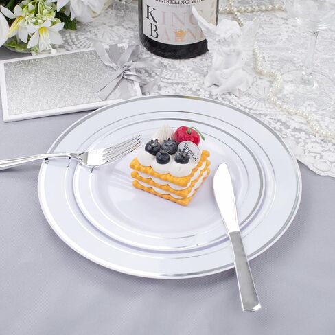 600 Pieces Gold Plastic Plates - Plastic Silverware Set(100 Guests), Gold Disposable Plates for Party, Dinnerware Set of 100 Dinner Plates,100 Salad Plates,100 Spoons,100 Knives,200 Gold Plastic Forks in Saudi Arabia