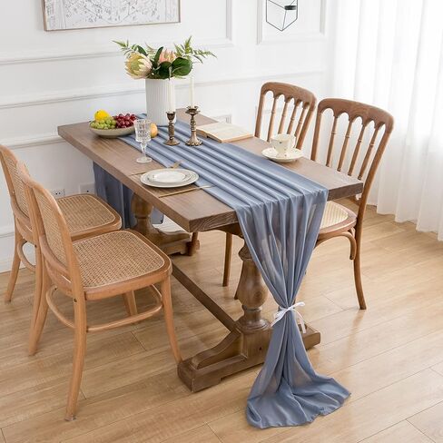 WELTRXE 4 Pack Sage Green Chiffon Table Runner 27.5x120 Inches Romantic Sheer Wedding Table Runner 10Ft Green Tulle Fabric Party Table Decorations for Wedding, Birthday Party, Bridal & Baby Shower in Kuwait