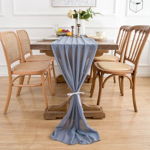 WELTRXE 4 Pack Sage Green Chiffon Table Runner 27.5x120 Inches Romantic Sheer Wedding Table Runner 10Ft Green Tulle Fabric Party Table Decorations for Wedding, Birthday Party, Bridal & Baby Shower in Kuwait