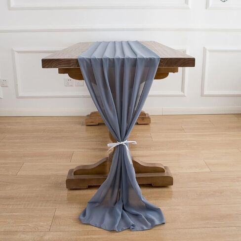 WELTRXE 4 Pack Sage Green Chiffon Table Runner 27.5x120 Inches Romantic Sheer Wedding Table Runner 10Ft Green Tulle Fabric Party Table Decorations for Wedding, Birthday Party, Bridal & Baby Shower in Kuwait