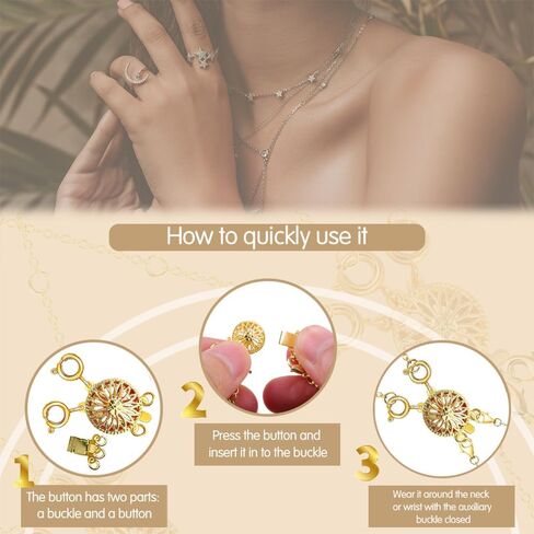 مشابك قلادة بطبقات من الذهب عيار 14 قيراط من MUNAN، ومحول قفل قفل المجوهرات وموسع سلسلة لقلائد وأساور متعددة خالية من التشابك in Kuwait