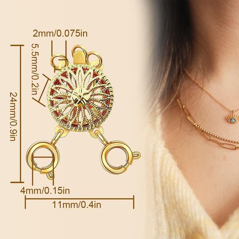 مشابك قلادة بطبقات من الذهب عيار 14 قيراط من MUNAN، ومحول قفل قفل المجوهرات وموسع سلسلة لقلائد وأساور متعددة خالية من التشابك in Kuwait