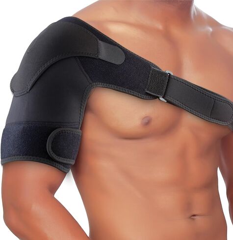 دعامة كتف مضغوطة قابلة للتعديل من C CRYSTAL LEMON للرجال: مثالية للأكتاف اليسرى واليمنى، وتتضمن جيبًا ملتفًا لحزمة الثلج، ودعم الكفة الدوارة وتخفيف آلام الكتف in Kuwait