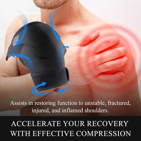 دعامة كتف مضغوطة قابلة للتعديل من C CRYSTAL LEMON للرجال: مثالية للأكتاف اليسرى واليمنى، وتتضمن جيبًا ملتفًا لحزمة الثلج، ودعم الكفة الدوارة وتخفيف آلام الكتف in Kuwait