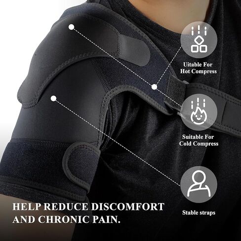 دعامة كتف مضغوطة قابلة للتعديل من C CRYSTAL LEMON للرجال: مثالية للأكتاف اليسرى واليمنى، وتتضمن جيبًا ملتفًا لحزمة الثلج، ودعم الكفة الدوارة وتخفيف آلام الكتف in Kuwait