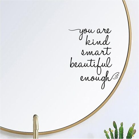 Bathroom Mirror Affirmations Decals, You are Kind Smart Beautiful Enough Vinyl Stickers, Cute Room Decor Mirror Decals for Bathroom, Girls Vanity, Daughter Room, Bedroom (Pink) in Kuwait