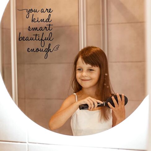 Bathroom Mirror Affirmations Decals, You are Kind Smart Beautiful Enough Vinyl Stickers, Cute Room Decor Mirror Decals for Bathroom, Girls Vanity, Daughter Room, Bedroom (Pink) in Kuwait