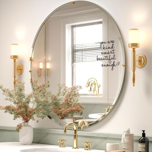 Bathroom Mirror Affirmations Decals, You are Kind Smart Beautiful Enough Vinyl Stickers, Cute Room Decor Mirror Decals for Bathroom, Girls Vanity, Daughter Room, Bedroom (Pink) in Kuwait
