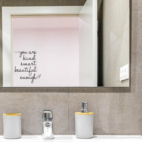 Bathroom Mirror Affirmations Decals, You are Kind Smart Beautiful Enough Vinyl Stickers, Cute Room Decor Mirror Decals for Bathroom, Girls Vanity, Daughter Room, Bedroom (Pink) in Kuwait