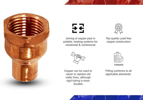 DDGA0120-5 Female Adapter Reducing Fitting Sweat x FIP Connections, 1/2 X 1/4, Copper in Saudi Arabia
