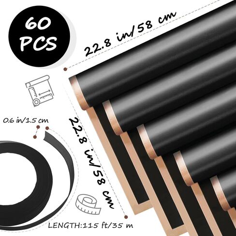 Xanllaxa 60 ورقة ورق تغليف الزهور، ورق مقاوم للماء باللون الوردي والأسود والأبيض، ورق تغليف بحافة ذهبية ورق مزدوج الجوانب لتوريد الزهور، وحفلات الزفاف، وعيد الحب، وأعياد الميلاد، وباقة (22.8 × 22.8 بوصة) in Kuwait