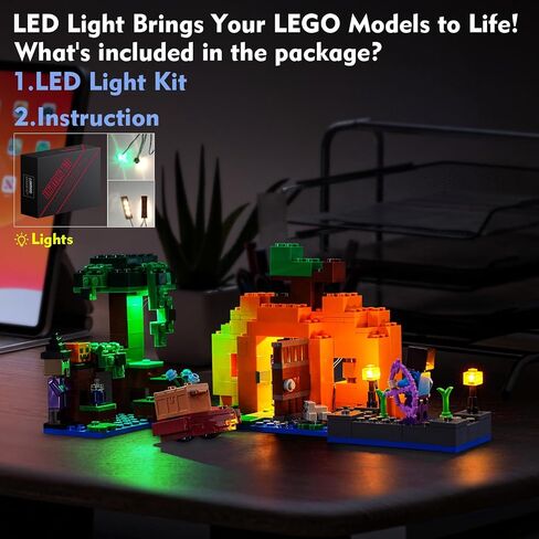 مجموعة مصابيح LED من لوكولي لليغو ذا اكسولوتل هاوس 21247، مجموعة اضاءة ماين كرافت متوافقة مع ليغو 21247 (بدون موديل ليغو)، مصابيح ديكور يمكنك تركيبها بنفسك لمكعبات بناء ليغو in Kuwait
