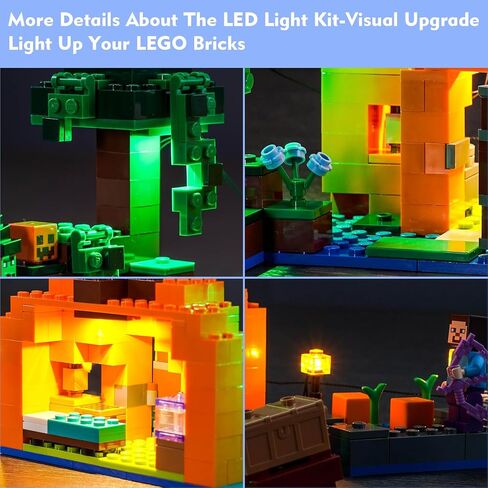 مجموعة مصابيح LED من لوكولي لليغو ذا اكسولوتل هاوس 21247، مجموعة اضاءة ماين كرافت متوافقة مع ليغو 21247 (بدون موديل ليغو)، مصابيح ديكور يمكنك تركيبها بنفسك لمكعبات بناء ليغو in Kuwait