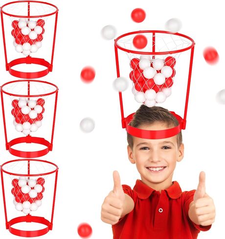 Hooqict 3 Pack Head Hoop Basketball Party Game for Kids and Adults Adjustable Basket Head Headband Game with 40 Balls for Carnival Party Family Indoor Outdoor Backyard Yard Birthday Basketball Games in Kuwait