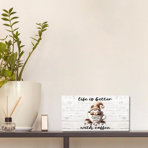 Coffee Gnomes Wooden Sign, Funny Gnome Coffee Hanging Sign Wall Decor for Coffee Lovers, Vintage Art Hanging Sign Decor, Kitchen Coffee Bar Club Door Decor 12 x 6 Inch in Saudi Arabia