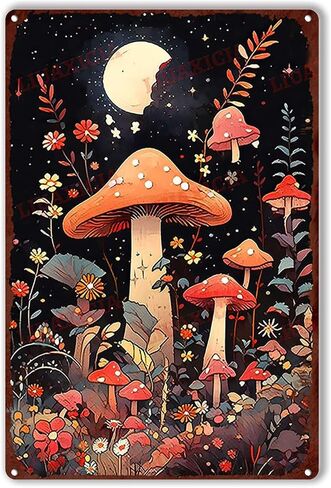 Decor Art Tin Signs Vintage Mushroom, Mushroom Vintage Art Sign for Home Office Room Wall Decor Gift 8x12inch in Saudi Arabia