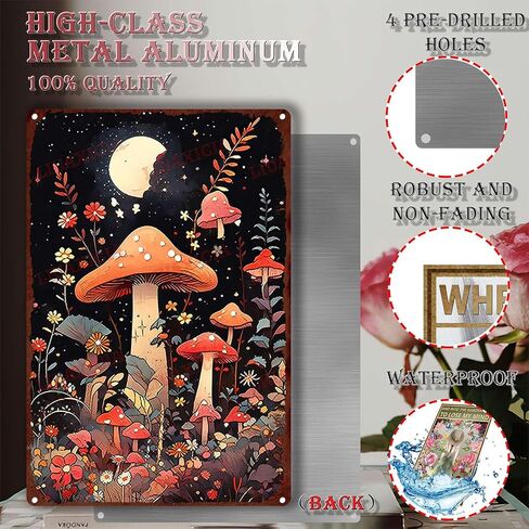 Decor Art Tin Signs Vintage Mushroom, Mushroom Vintage Art Sign for Home Office Room Wall Decor Gift 8x12inch in Saudi Arabia
