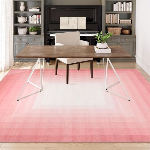 OJIA Modern 5x7 Washable Pink Rugs for Bedroom Girls, Large Bordered Neutral Area Rugs for Living Room, Transitional Soft Non-Slip Accent Carpet for Nursery Dining Dressing Room Home Office in Saudi Arabia
