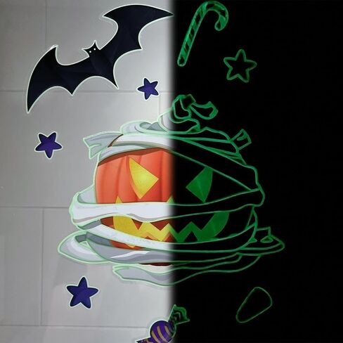 WALPLUS Halloween Window Clings Halloween ديكورات التخليص على الوجهين قابلة لإعادة الاستخدام وقشر وعصا قابلة للإزالة للزجاج غرفة المعيشة غرفة الحضانة المنزل مكتب الهالوين مخلوقات مخيفة سوداء 60 قطعة in Kuwait